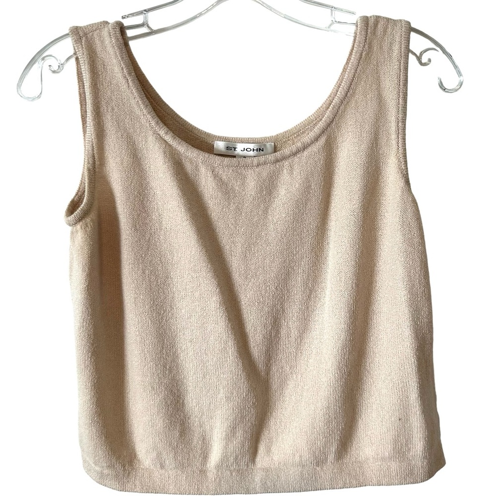 St. John Women's Cream Cropped Tank Sweater in Size‎ S